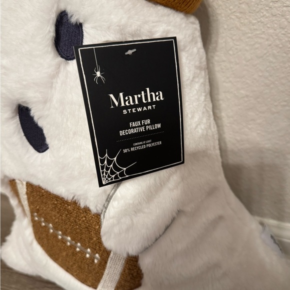 Martha Stewart White Ghost Pillow with Brown Hat and Football - Picture 2 of 4